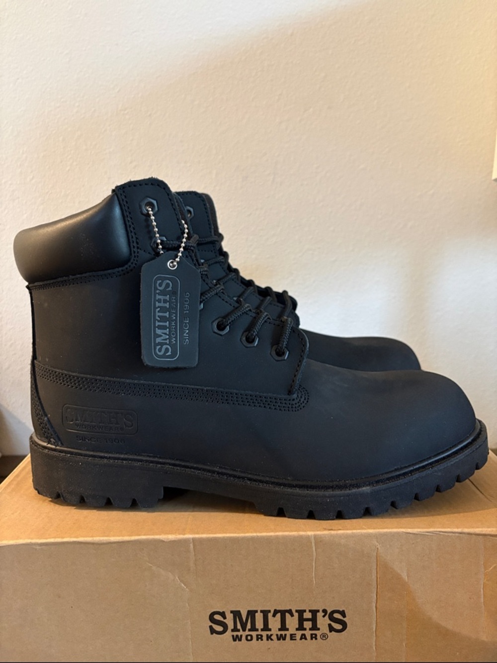 NIB [Smith’s] Workwear 6" Black Leather Lug Outdoor Work Boots Men’s 10 / W 11.5